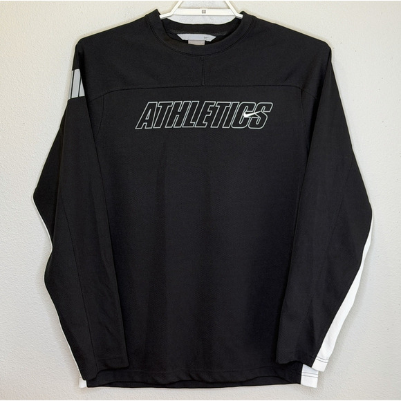 Nike Athletics Pull Over Shirt Mens Size Large Black Long Sleeve Crew Neck Logo - Picture 1 of 10